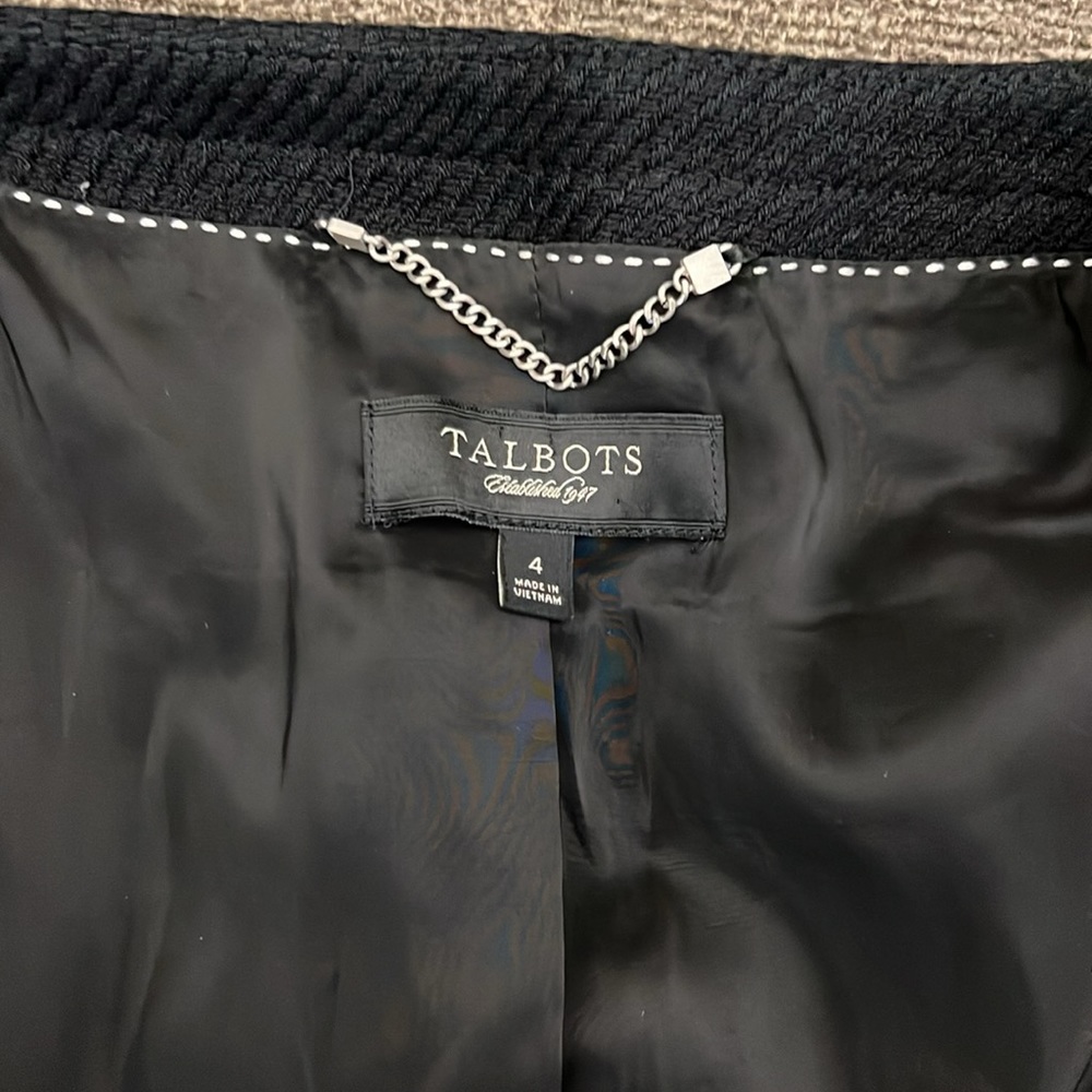 Talbots Black Cotton Structured Button Front Jack… - image 7